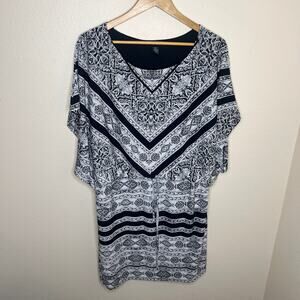Style and Co Black White Patterned Dress XL